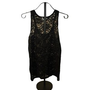 Vintage Y2K BKE Black Lace Tank Top Sheer Layering Size Large